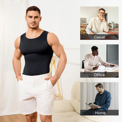 Men's Sleeveless Solid Crew Neck Shapewear Undershirt